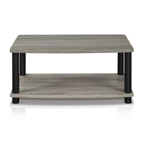 Furinno Turn-N-Tube No Tools 2-Tier Elevated TV Stands Oak Grey & Black - 11 x 23.8 x 15.8 in.