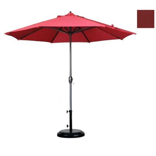 CALIFORNIA UMBRELLA  Ata908117-F13 9 Ft. Aluminum Market Umbrella Auto Tilt Crank Lift Bronze-Olefin-Red