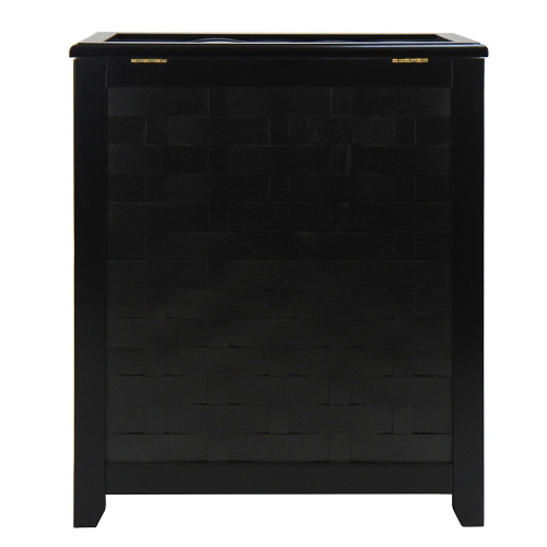 Oceanstar Mahogany Finished Rectangular Veneer Laundry Wood Hamper with Interior Bag RHV0103MH