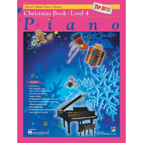 Alfred 00-16939 Basic Piano Course- Top Hits Christmas Book 4 - Music Book