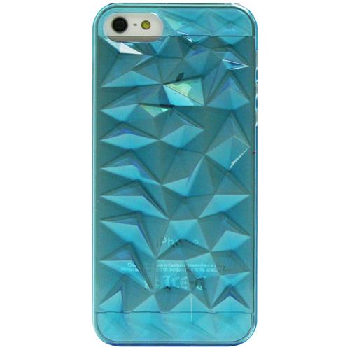 Exian iPhone 5/5s/SE Hard Plastic Case 3D Diamond Pattern Transparent Blue