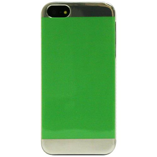 Exian iPhone 5/5s/SE Hard Plastic Case Silver Plated Top & Bottom Green