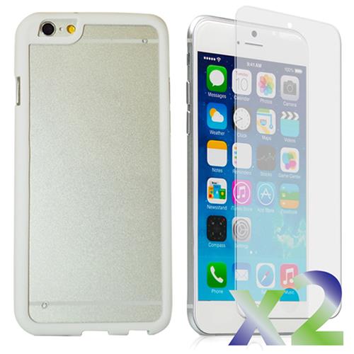 EXIAN  Iphone 6/6S Screen Protectors X 2 And Tpu Bumper With Hard Plastic Transparent Backcover In White