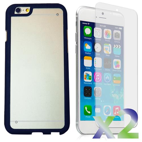 Exian iPhone 6 Plus/6s Plus Screen Protectors X 2 and TPU Bumper with Hard Plastic Transparent Backcover Black