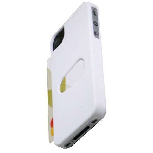 Étui en plastique rigide avec fente pour carte iPhone 4/4S d'Exian blanc