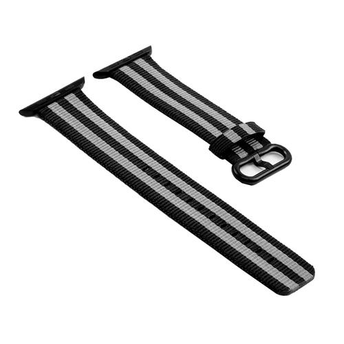 STRAPSCO  Woven Nylon Strap Band for 42MM Apple Watch In And Gray In Black