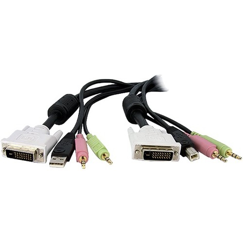 StarTech 15ft 4-in-1 USB Dual Link DVI-D KVM Switch Cable w/ Audio & Microphone
