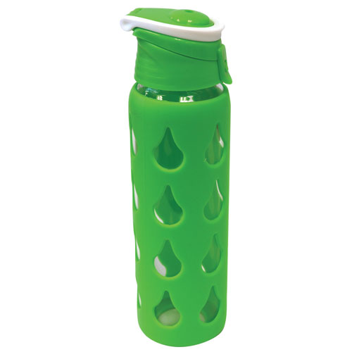 PürAthletics 22oz Glass Water Bottle With Silicone Sleeve - Green