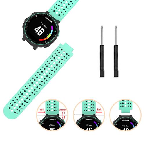 Rally StrapsCo Silcone Band Rally Strap for Garmin Forerunner in Mint Green and Black