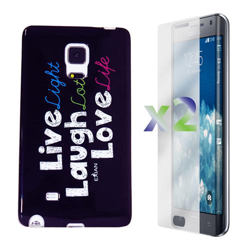 Protecteurs d'écran d'Exian pour Galaxy Note Edge X 2 de Samsung et étui en TPUR d'Exian pour Design Live/Laugh/Love - Noir