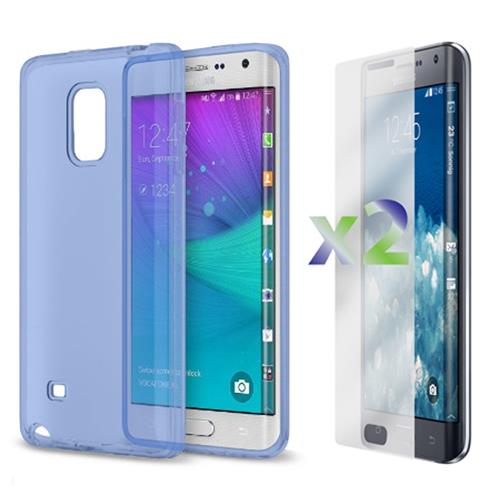 Exian Samsung Galaxy Note Edge Screen Protectors X 2 and TPU Slim Case Transparent Blue