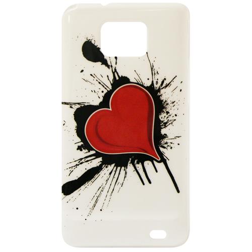 Exian Samsung Galaxy S2 Hard Plastic Case Exian Design Red Heart on White