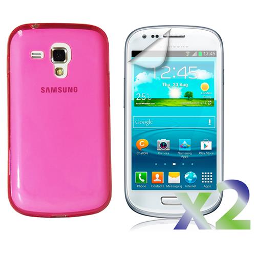 Étui souple ajusté d’Exian pour Galaxy S3 Mini de Samsung - Rose vif