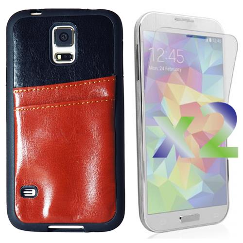 Exian Fitted Soft Shell Case for Samsung Galaxy S5 - Black/Brown
