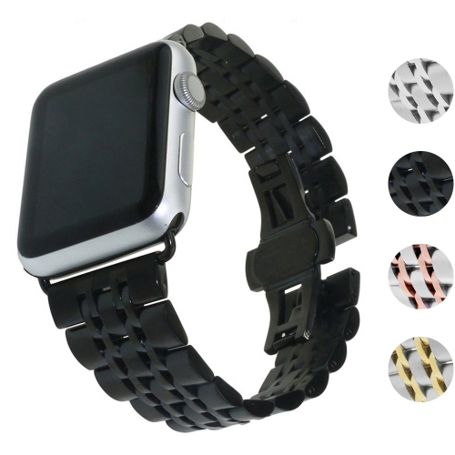 STRAPSCO  Stainless Steel Link Watch Band Strap for Apple Watch Series 1/2/3/4 - 38MM - In Black