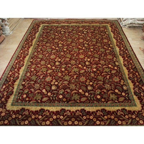 AHMEDANI  Love Flowers Exclusive Designed Hand Knotted Fine Carpet 9.1' X 12.3' Area Rug - In Red
