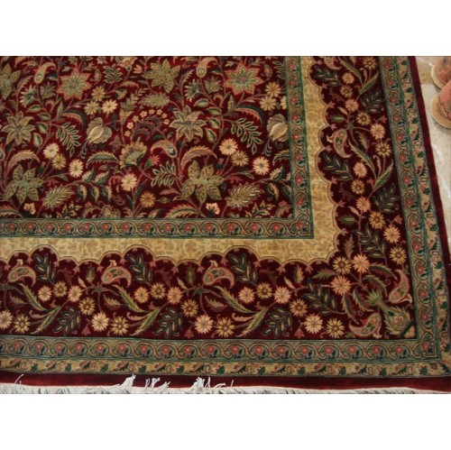 Ahmedani Love Flowers Exclusive Designed Hand Knotted Fine Carpet 9.1' x 12.3' Area Rug - Red
