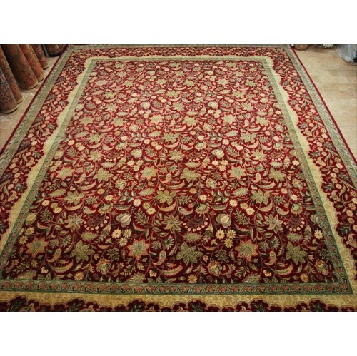 Ahmedani Love Flowers Exclusive Designed Hand Knotted Fine Carpet 9.1' x 12.3' Area Rug - Red