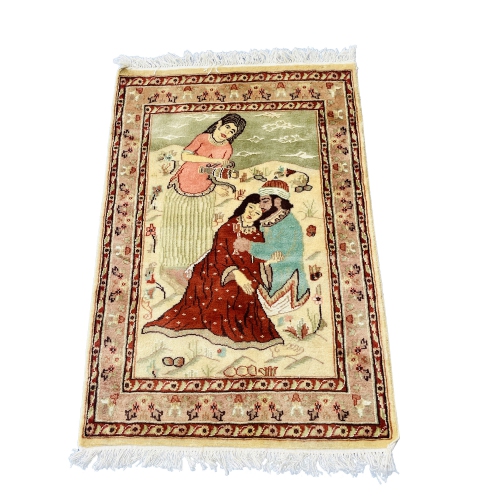 AHMEDANI  Exclusive Designed Umre Khayam Love New Rectangle Area Rug Wool Silk Hand Knotted Carpet ( 4 X 2 )'