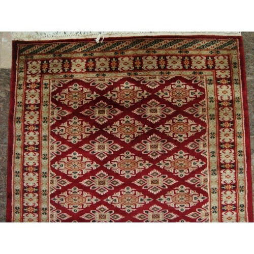 Ahmedani Mid Night Jaldar Rare Ivory Silk Touch Flowers Hand Knotted Wool Silk Carpet 3.1' x 4.6' Area Rug - Red