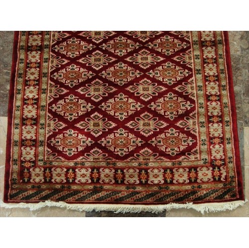 Ahmedani Mid Night Jaldar Rare Ivory Silk Touch Flowers Hand Knotted Wool Silk Carpet 3.1' x 4.6' Area Rug - Red
