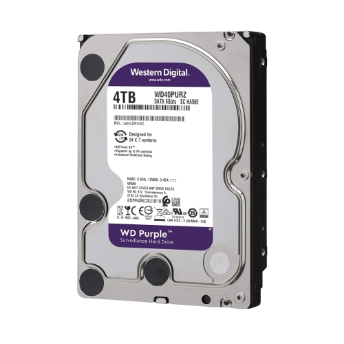WD Purple 4TB Surveillance Hard Drive - 5400 RPM Class, SATA 6 Gb/s, 64 MB Cache, 3.5" - WD40PURZ