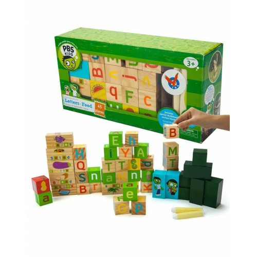 PBS Kids Wodden Letter Building Block Educational Toys With 43 Pieces