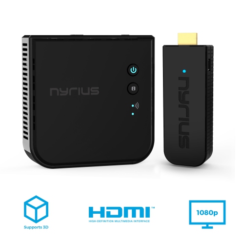 Nyrius ARIES Pro Wireless HDMI Transmitter & Receiver to Stream HD 1080p 3D Video & Bonus HDMI Cable