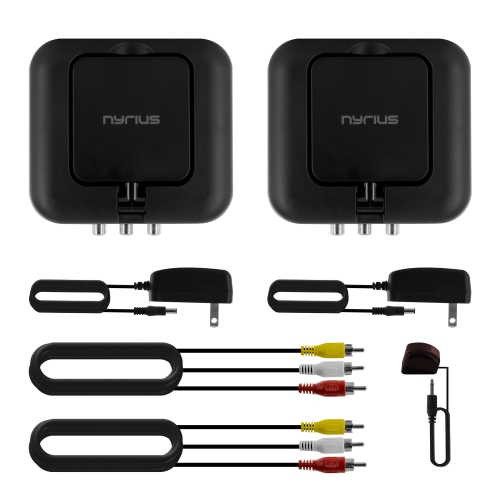 Nyrius 5.8GHz 4 Channel Wireless Video Sender Transmitter & Receiver with Remote Extender - 2 PACK