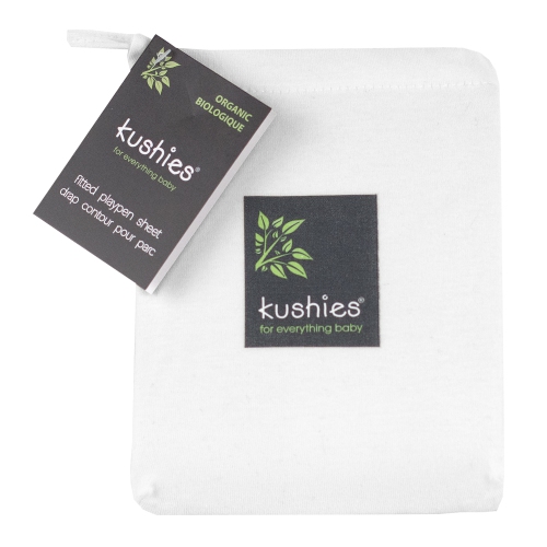 Kushies Organic Jersey Playpen Fitted Sheet - White