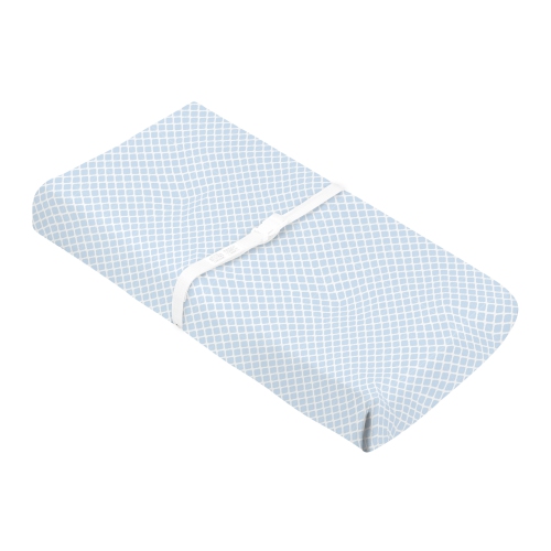 Kushies Flannel Fitted Change Pad Sheet with Slits - Blue Lattice