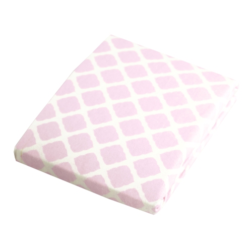 Kushies Flannel Fitted Change Pad Sheet with Slits - Pink Lattice