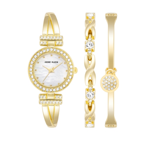 ANNE KLEIN  Mother Of Pearl Dial Ladies Watch And Bracelet Set 1868GBst In Multicolor