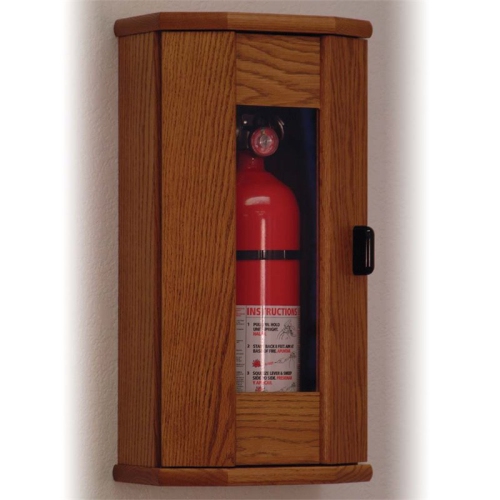 Wooden Mallet FEC21MO Fire Extinguisher Cabinet in Medium Oak with Acrylic Door Panel - 10 lbs Capacity