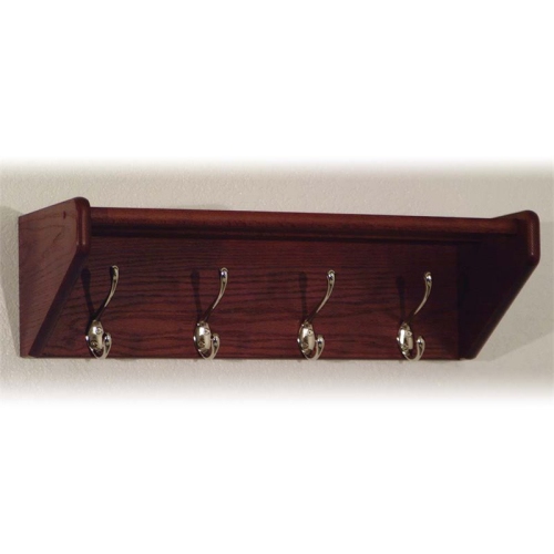 Wooden Mallet 24HCRNMH 4 Hook Shelf in Mahogany - Nickel