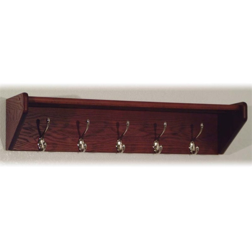 WOODEN MALLET  32Hcrnmh 5 Hook Shelf In Mahogany - Nickel