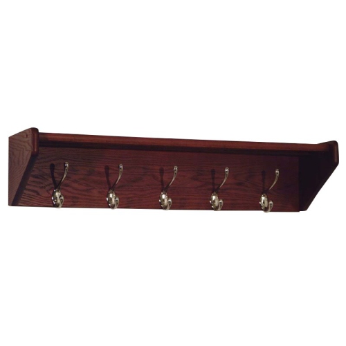 Wooden Mallet 32HCRNMH 5 Hook Shelf in Mahogany - Nickel