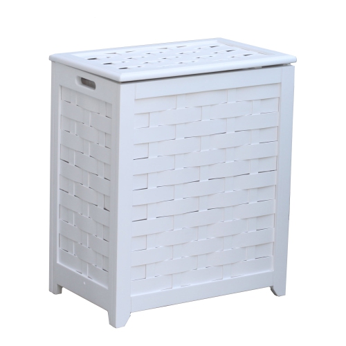 Oceanstar RHV0103W-White Finished Laundry Hamper with Interior Bag