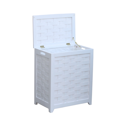 Oceanstar RHV0103W-White Finished Laundry Hamper with Interior Bag