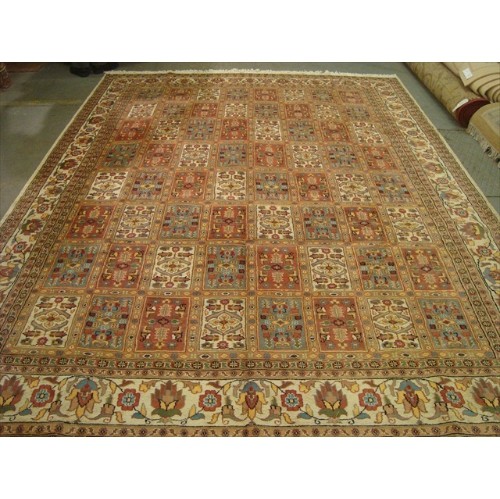 AHMEDANI  Bakhtiari Pestal Flower All Over Rectangle Area Rug Wool Silk Hand Knotted Carpet (12.1 X 9.2)'