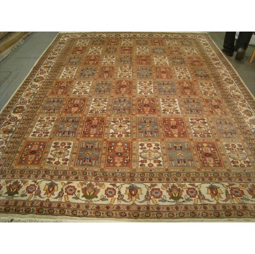 AHMEDANI  Bakhtiari Pestal Flower All Over Excellent Area Rug Hand Knotted Silk Wool Carpet (12.1 X 9.1)'