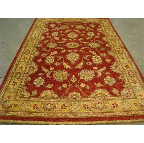 Ahmedani Exclusive Rare Vegetable Dyed Chobi Zeigler Mahal Hand Knotted Wool Carpet 6.0' x 3.11' Area Rug - Multi-Colour