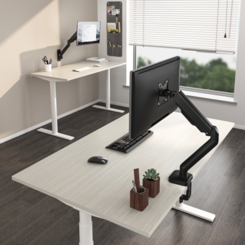 Single LCD Monitor Desktop Mount Stand / Black Deluxe with Gas Spring for 1 Screen up to 27 inches
