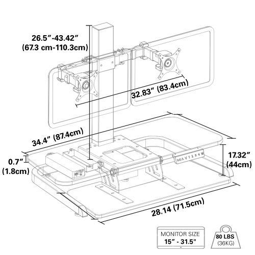 AnthroDesk ErgoConvert Electric Standing Desk Extender / Converter