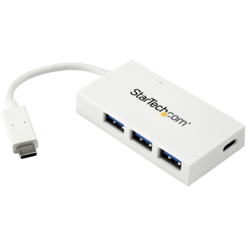 Image 1 of 4.. StarTech.com 4-Port USB-C Hub - USB-C to 1x USB-C and 3x USB-A - USB 3.0 Hub - White