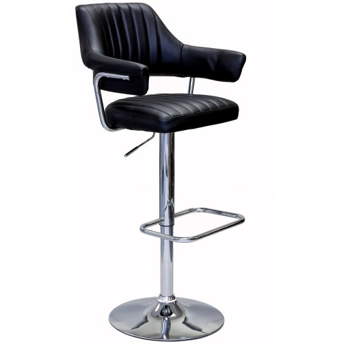 VISCOLOGIC  Contemporary Faux Leather Bar Stool Chair - Set Of 1 - In Black