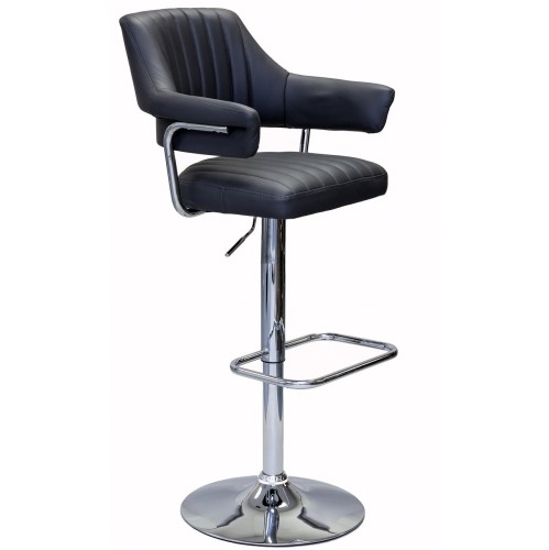 Viscologic Contemporary Faux Leather Bar Stool Chair - Set of 1 - Dark Grey