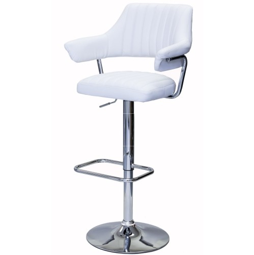 Viscologic Contemporary Faux Leather Bar Stool Chair - Set of 1 - White