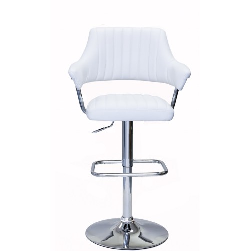 Viscologic Contemporary Faux Leather Bar Stool Chair - Set of 1 - White