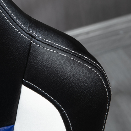 Chaise de bureau HOMCOM Chaise de bureau de voiture de course Siège de jeu pivotant pour ordinateur de bureau en cuir PU avec accoudoir réglable